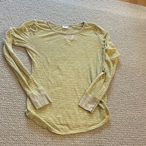 Free People Mustard Striped Long Sleeve Tee